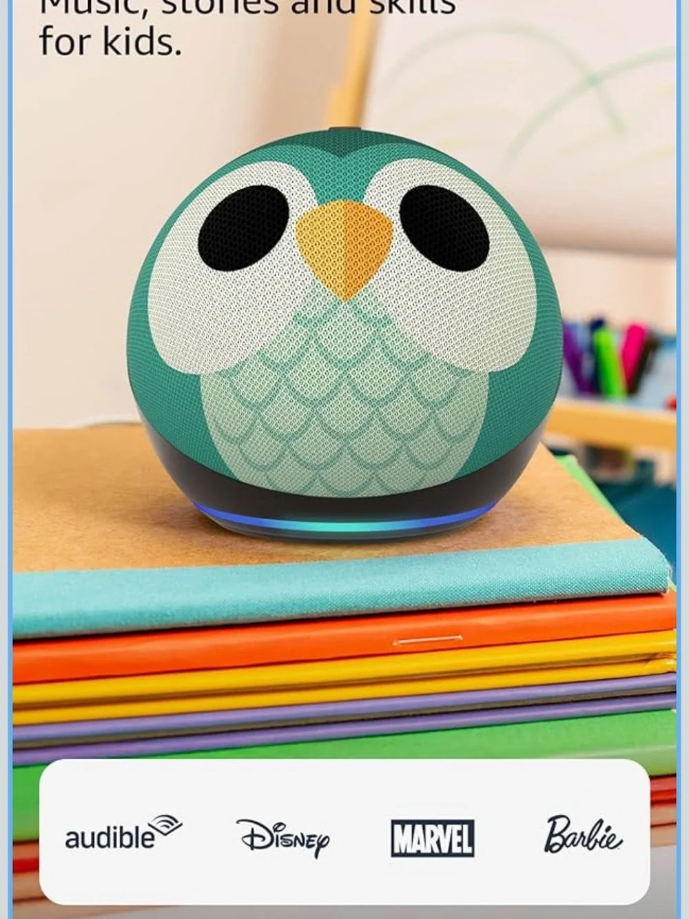 Amazon Echo Dot Kids Owl – Teal Smart Speaker for Kids